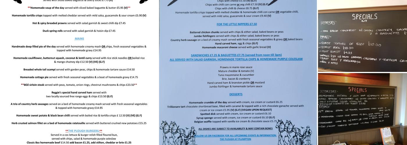 The Plough Inn Menu