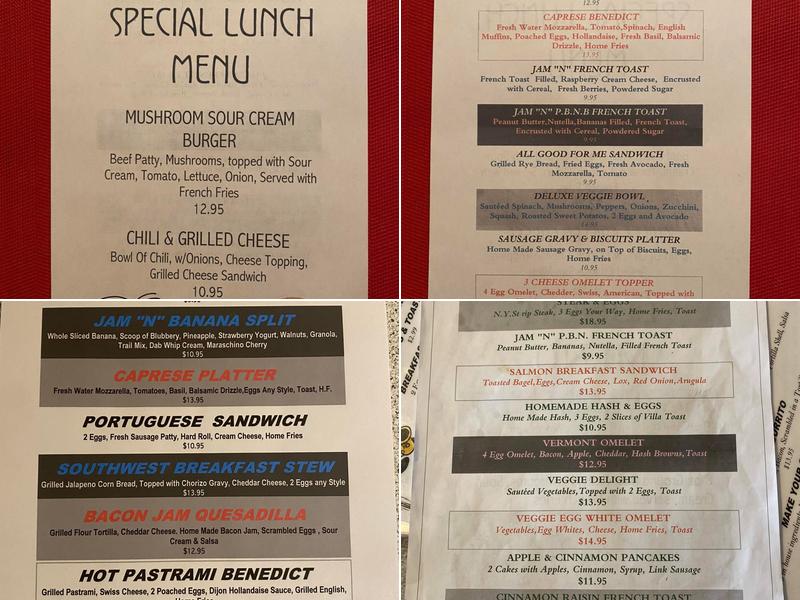 Jam 'N' Eggs Menu