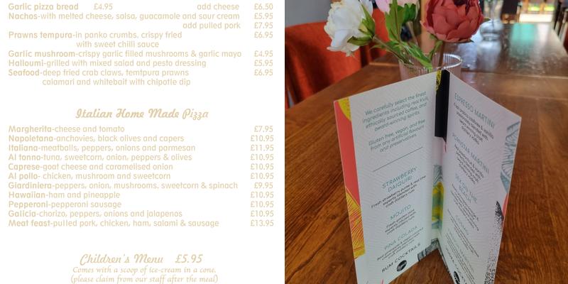 The New Caterham Arms Menu