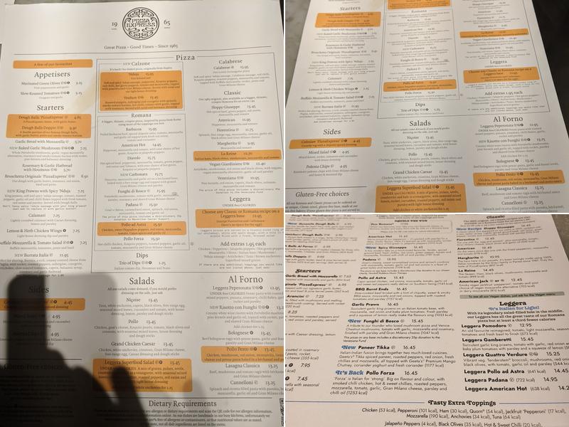 Pizza Express Menu