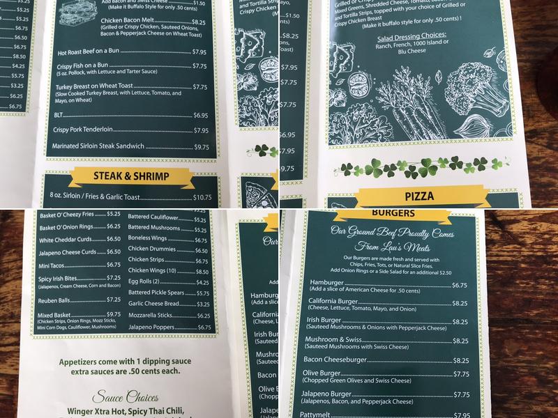 Katie O' Leary's Beef and Brew Menu
