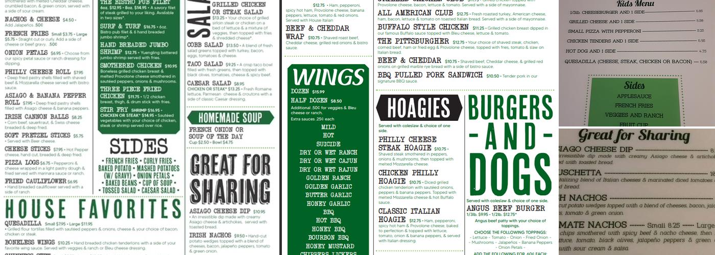 Chipper's Pub Menu