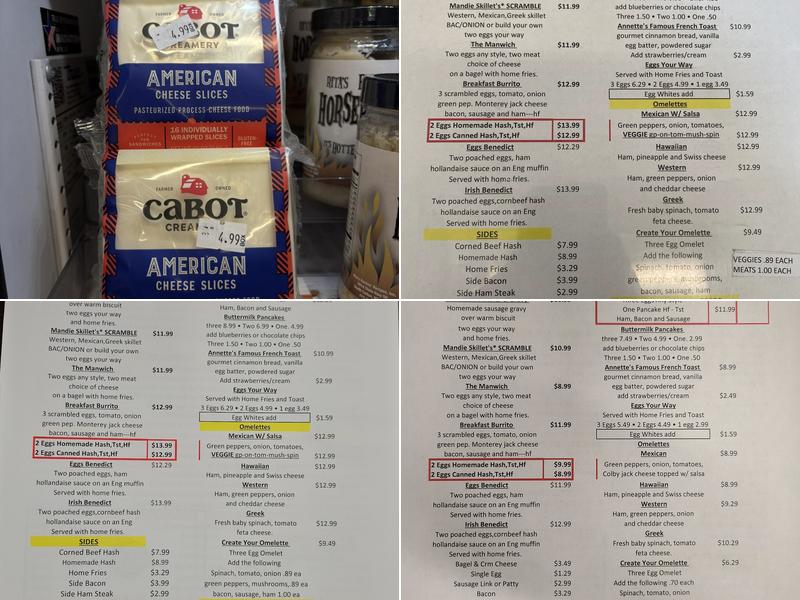 Annette’s Diner,Fried Chicken, Bakery Menu