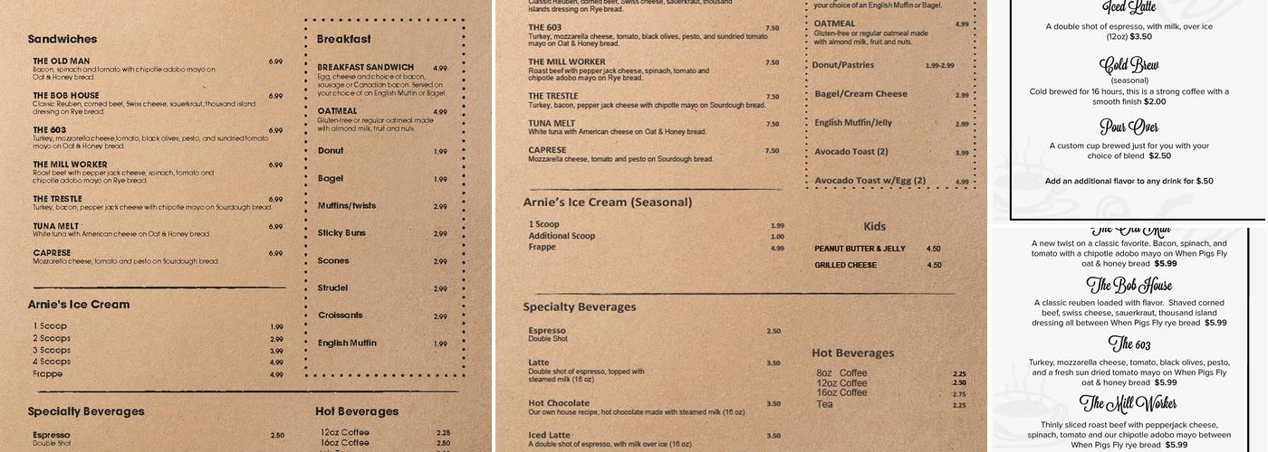 The Franklin Cafe Menu