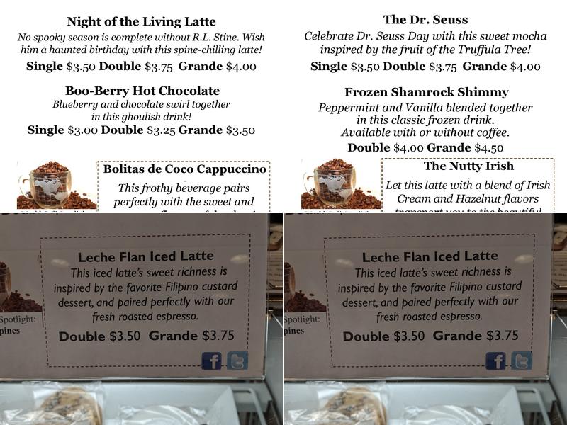 Elizabethtown Coffee Company Menu