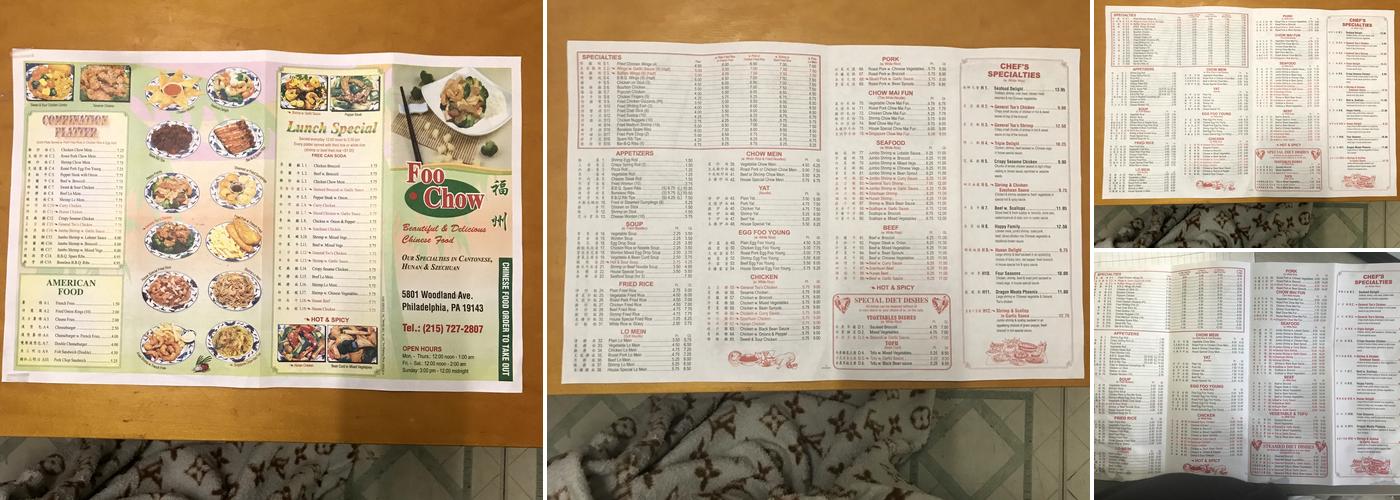 Foo Chow Restaurant Menu