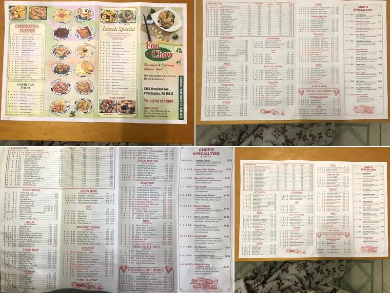 Foo Chow Restaurant Menu