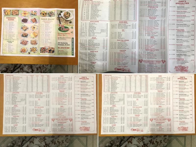 Foo Chow Restaurant Menu