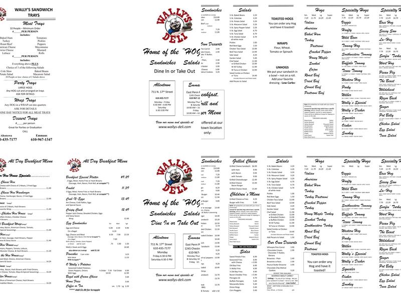Wally's Deli Menu