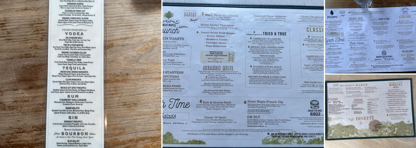 Moscow Maple Menu