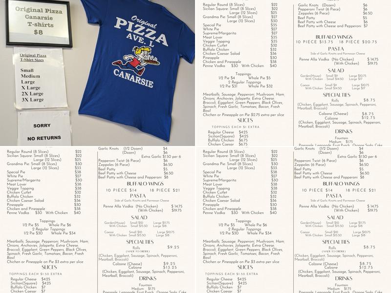 The Original Pizza of Avenue L, INC Menu