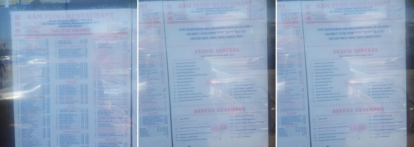 Kam Fung Menu