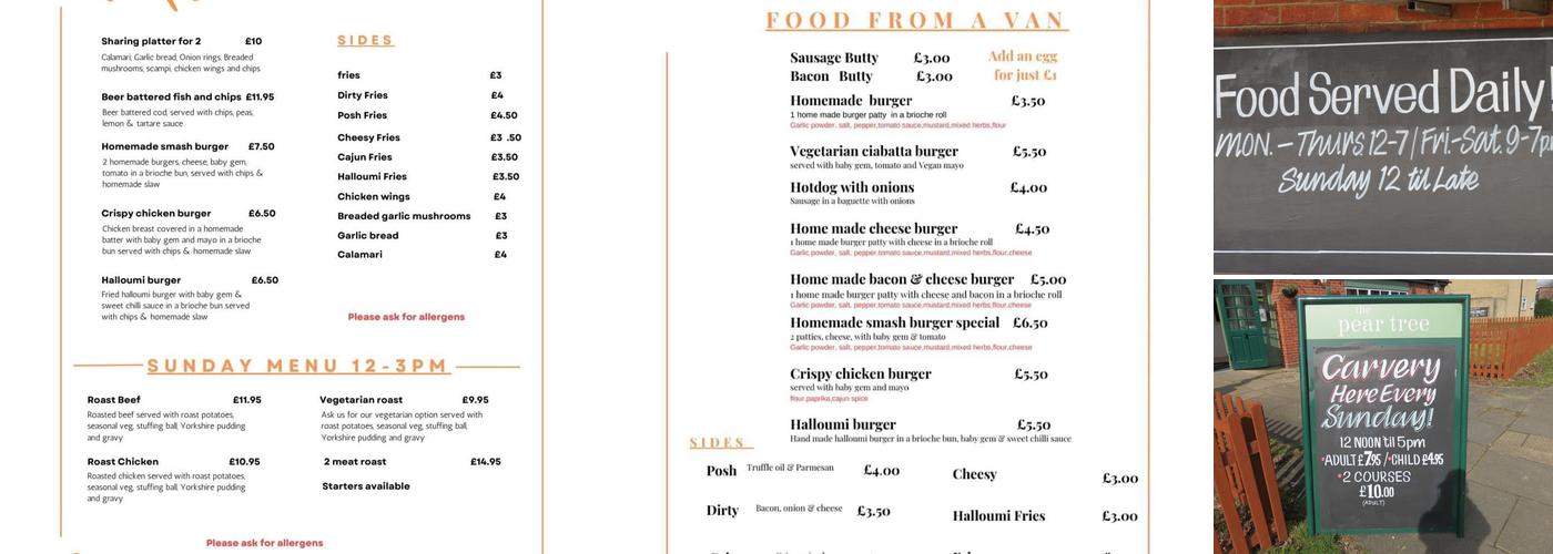 The Pear Tree Menu