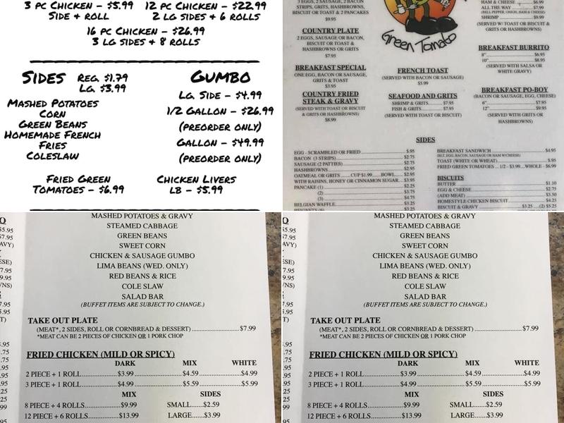 Fried Green Tomato Menu