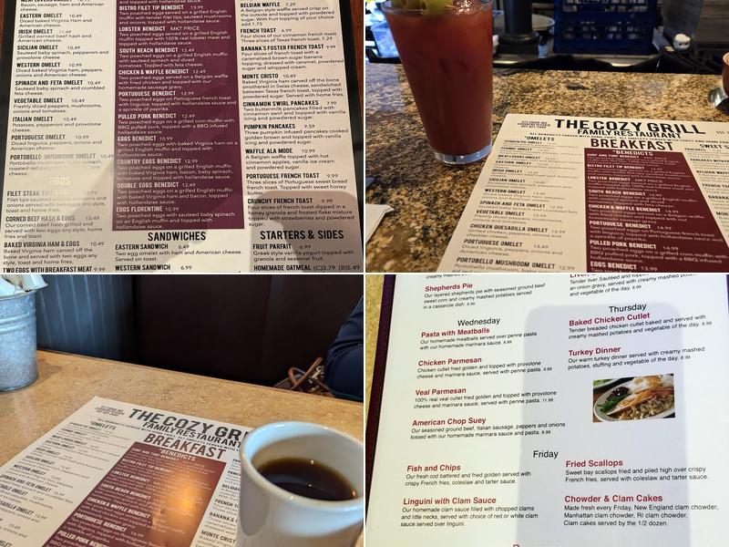 The Cozy Grill Family Restaurant Menu