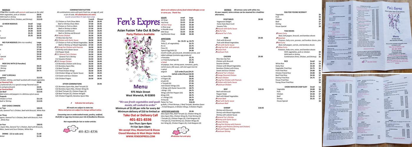 Fens Express Menu