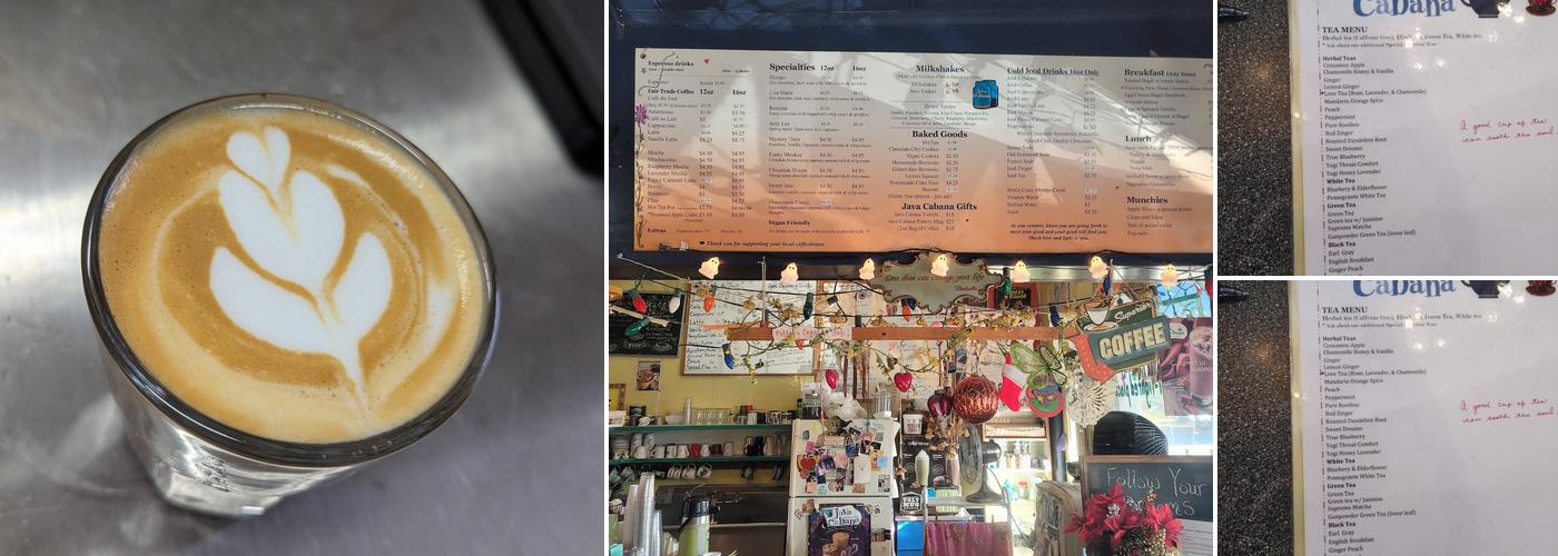 Java Cabana, Cooper-Young's Coffeehouse Menu