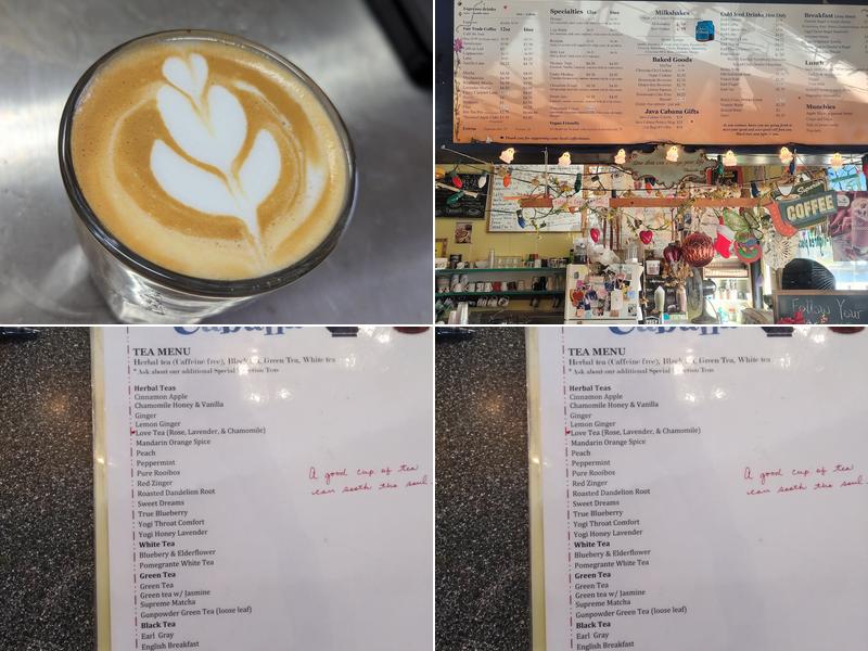 Java Cabana, Cooper-Young's Coffeehouse Menu