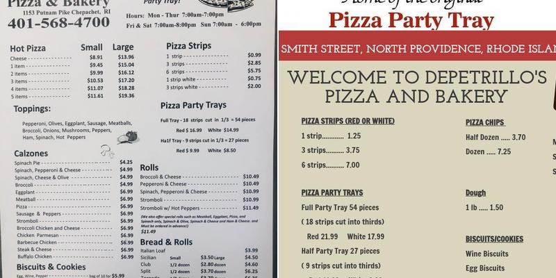 DePetrillo's Pizza and Bakery Menu