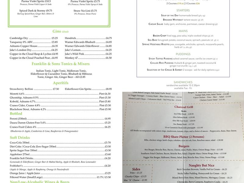 The Royal Oak Menu