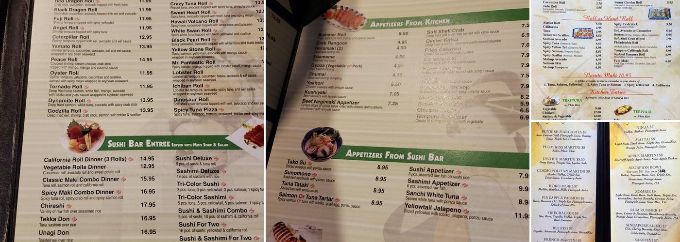 Yamato Hibachi and Sushi Menu