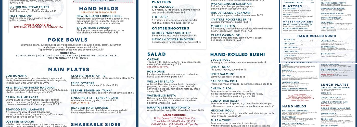 Providence Oyster Bar Menu