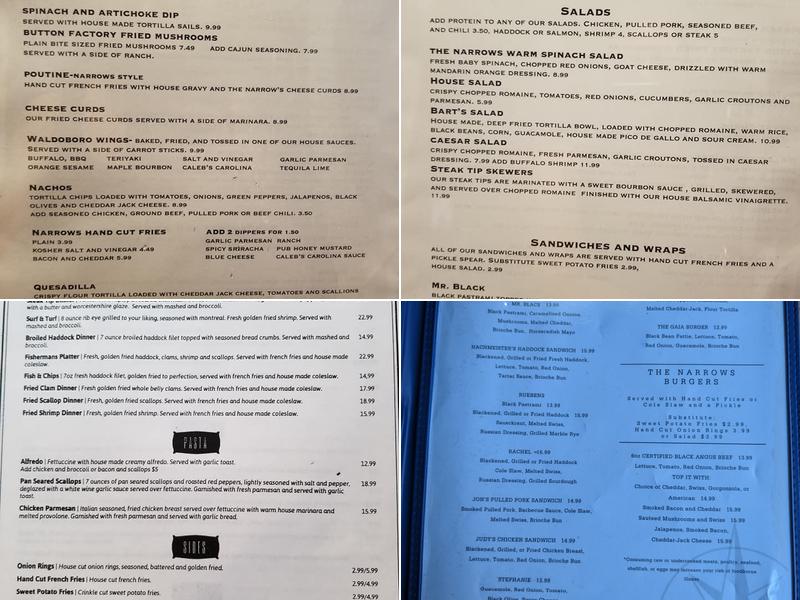 Narrows Tavern Menu