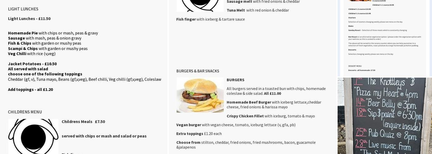 Three Horseshoes Menu