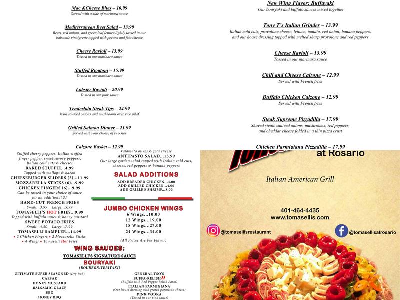 Tomaselli's at Rosario Menu