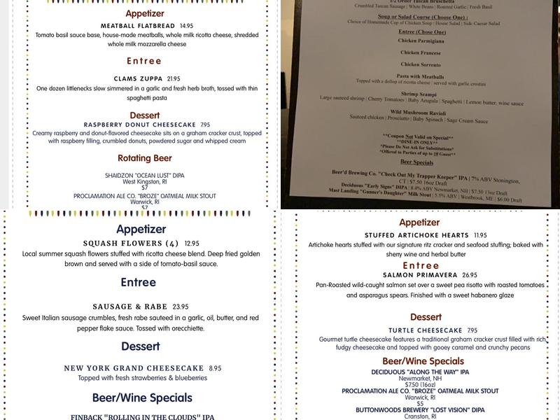 Pat's Italian Johnston Menu