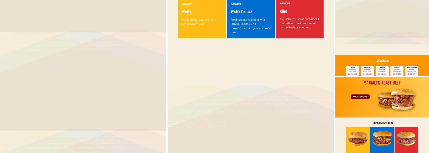 Walt's Roast Beef Menu