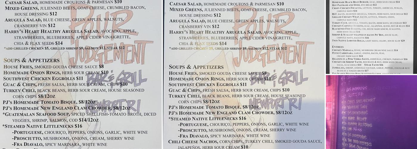 Pour Judgement Menu