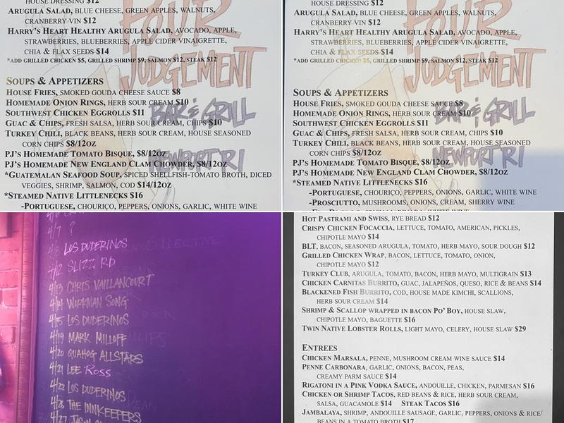 Pour Judgement Menu