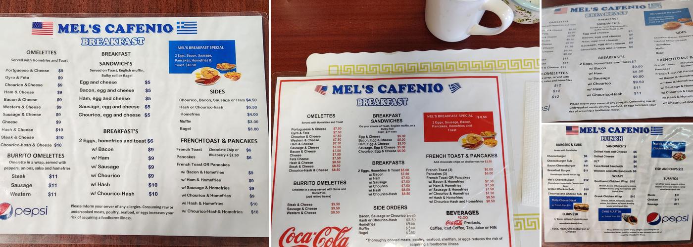 Mel's Cafenio Menu