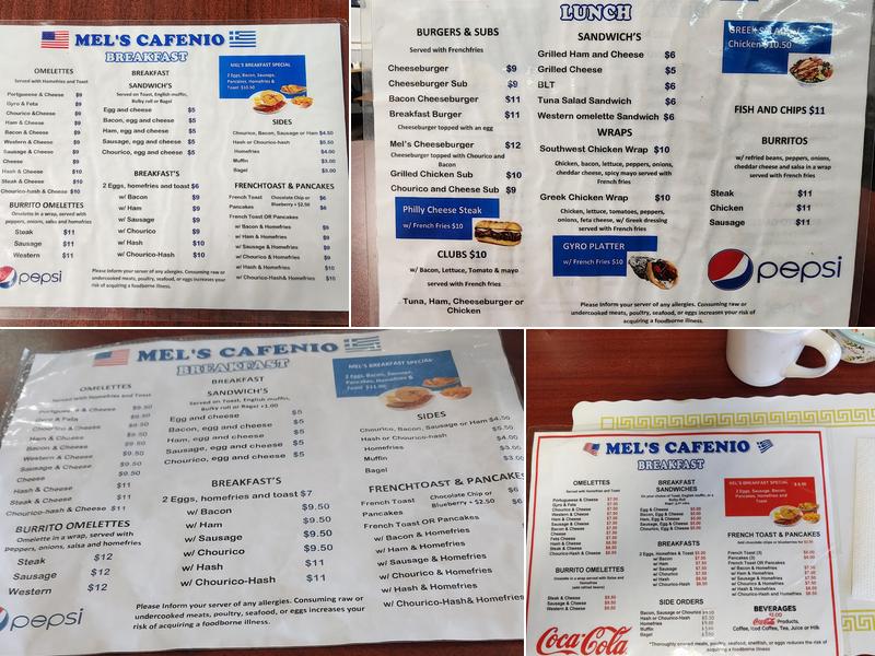 Mel's Cafenio Menu