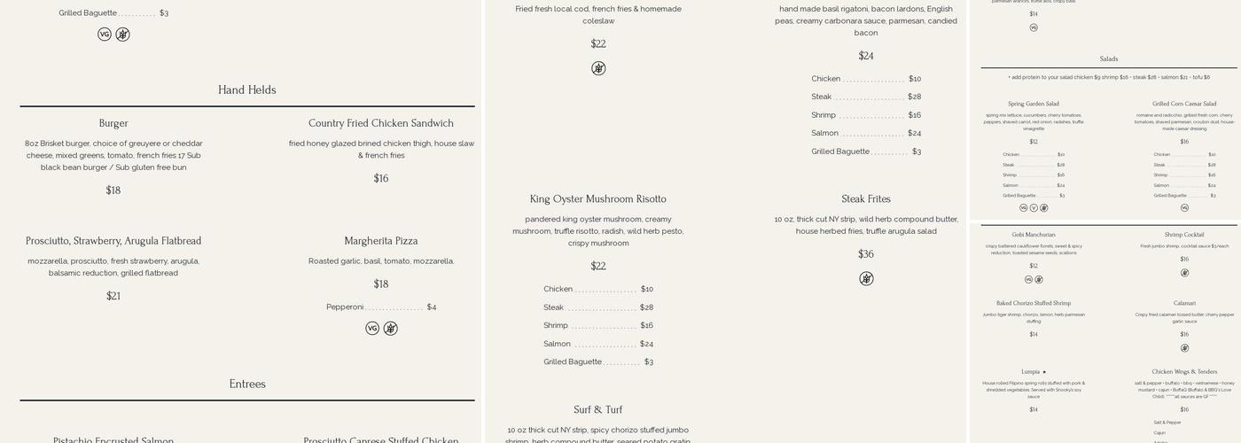 Parlor Bar & Kitchen Menu