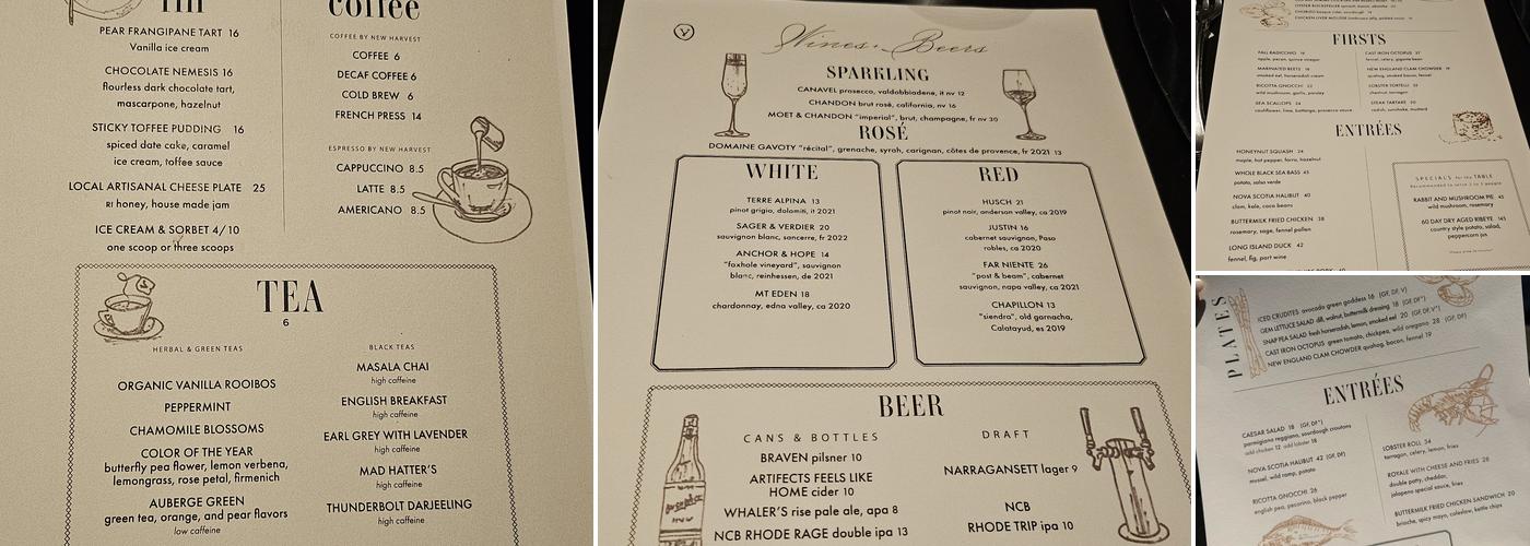 The Dining Room at The Vanderbilt Menu