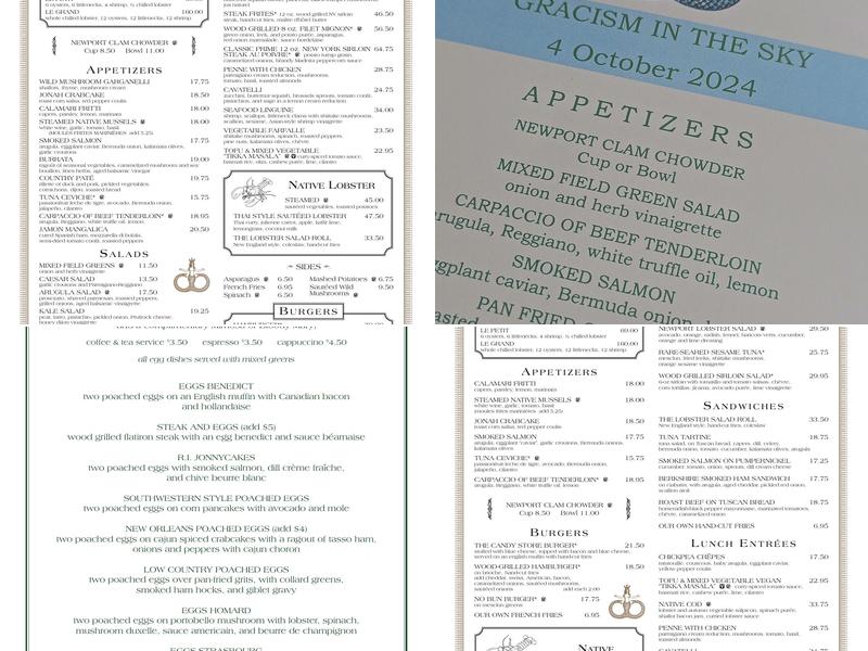 Clarke Cooke House Menu