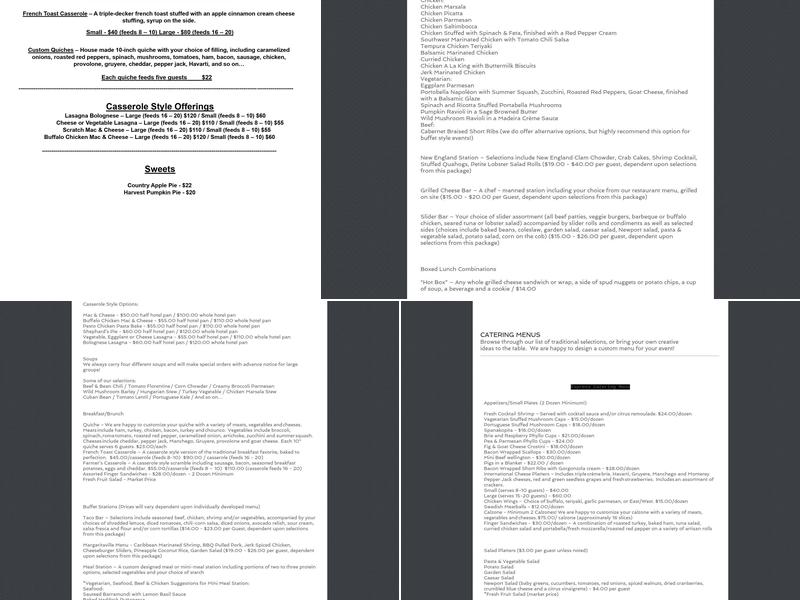 Scratch Kitchen & Catering Menu