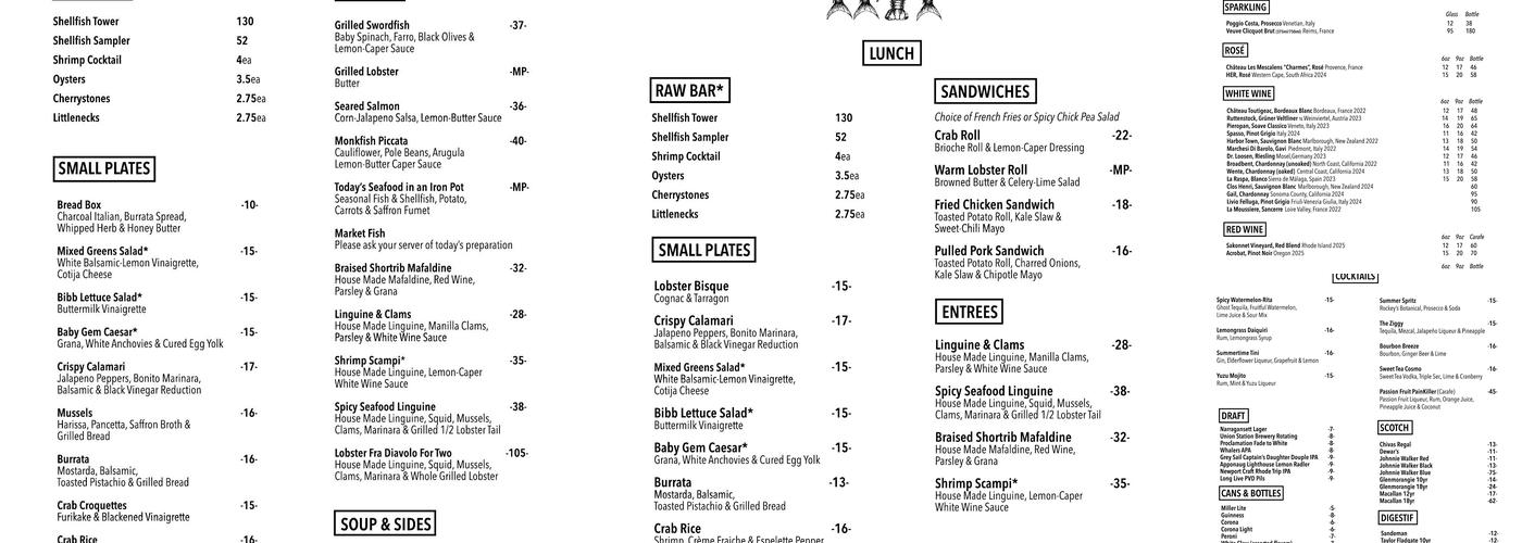 Scales & Shells Menu