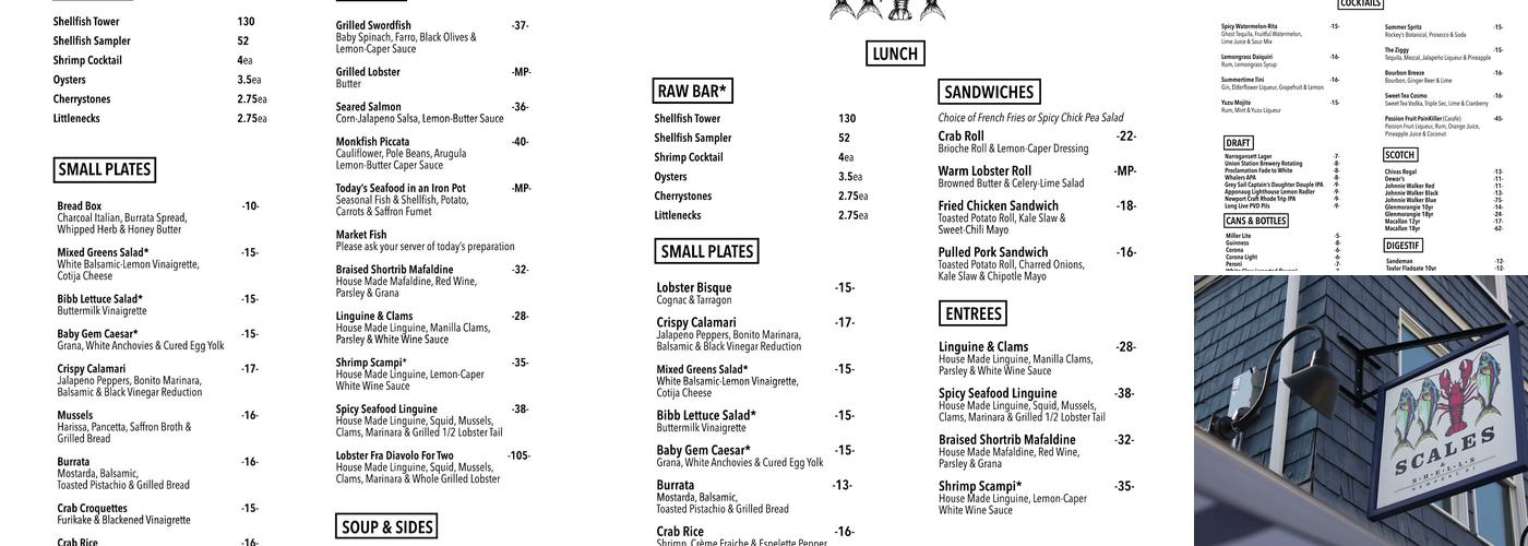 Scales & Shells Menu