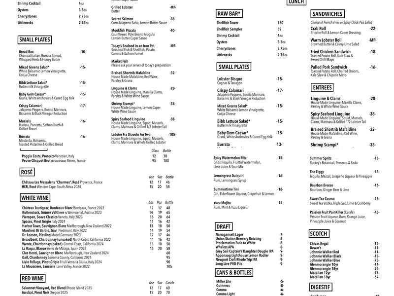 Scales & Shells Menu