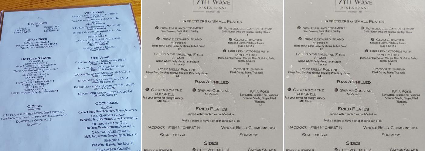 7th Wave Restaurant Menu