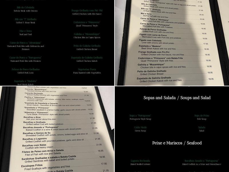 Spring Primavera Restaurant Menu