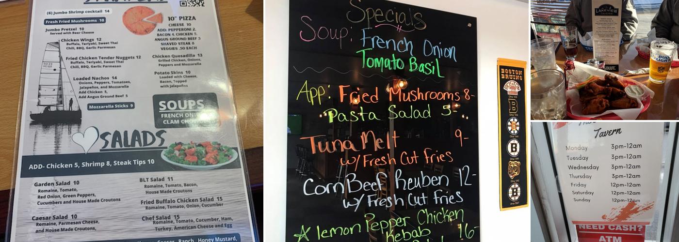 The Lakeview Tavern Menu