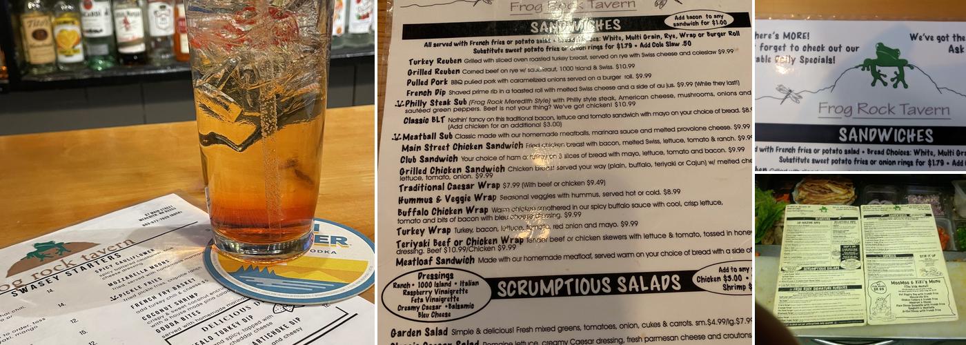 Frog Rock Tavern Menu