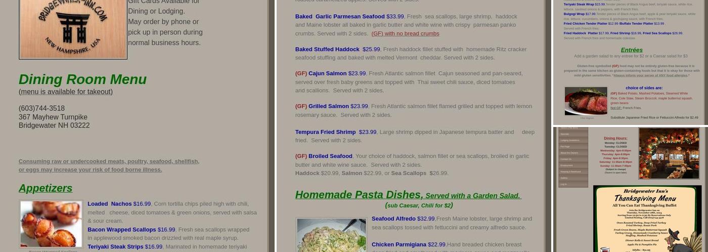 Bridgewater Inn Japanese Steakhouse and Tavern Menu