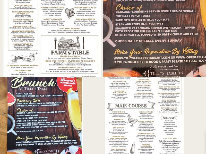 Tilly's Table Menu