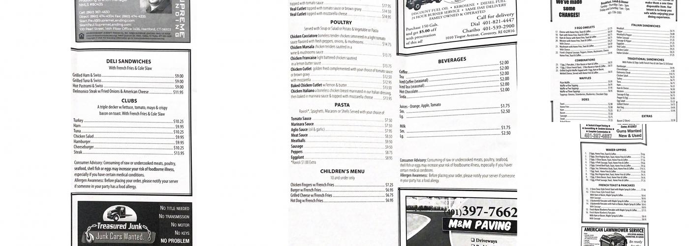 Frank's Restaurant Menu
