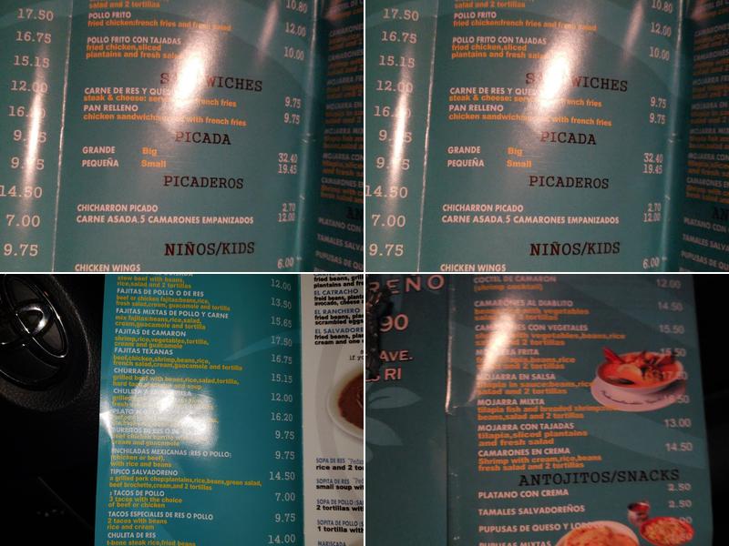 El Salvadoreño Restaurant Menu